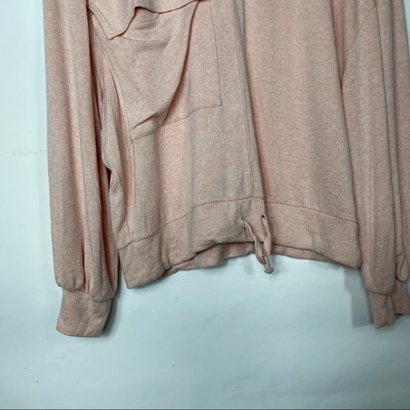 Wool City Light Pink Lightweight Sweater Chest Pocket Drawstring Hem US - Picture 3 of 6